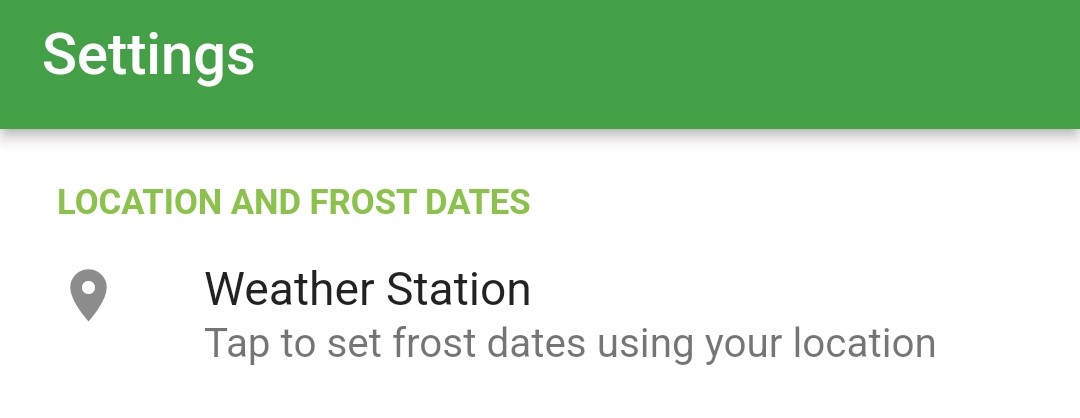 Screenshot of the Weather Station option in Settings