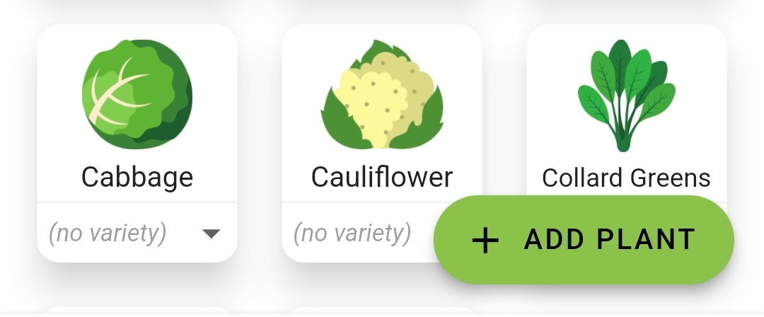 Screenshot of the Add Plant button
