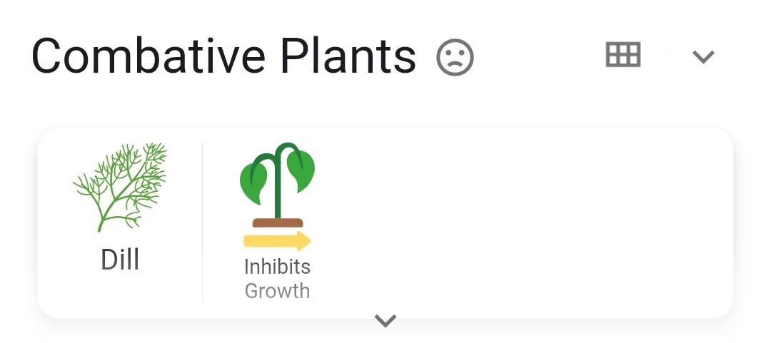 Screenshot of carrots Combative Plants collapsed list